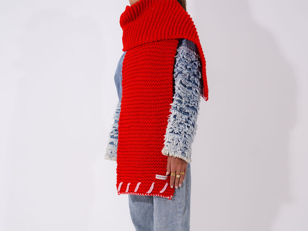 Red Hand Stitched Scarf