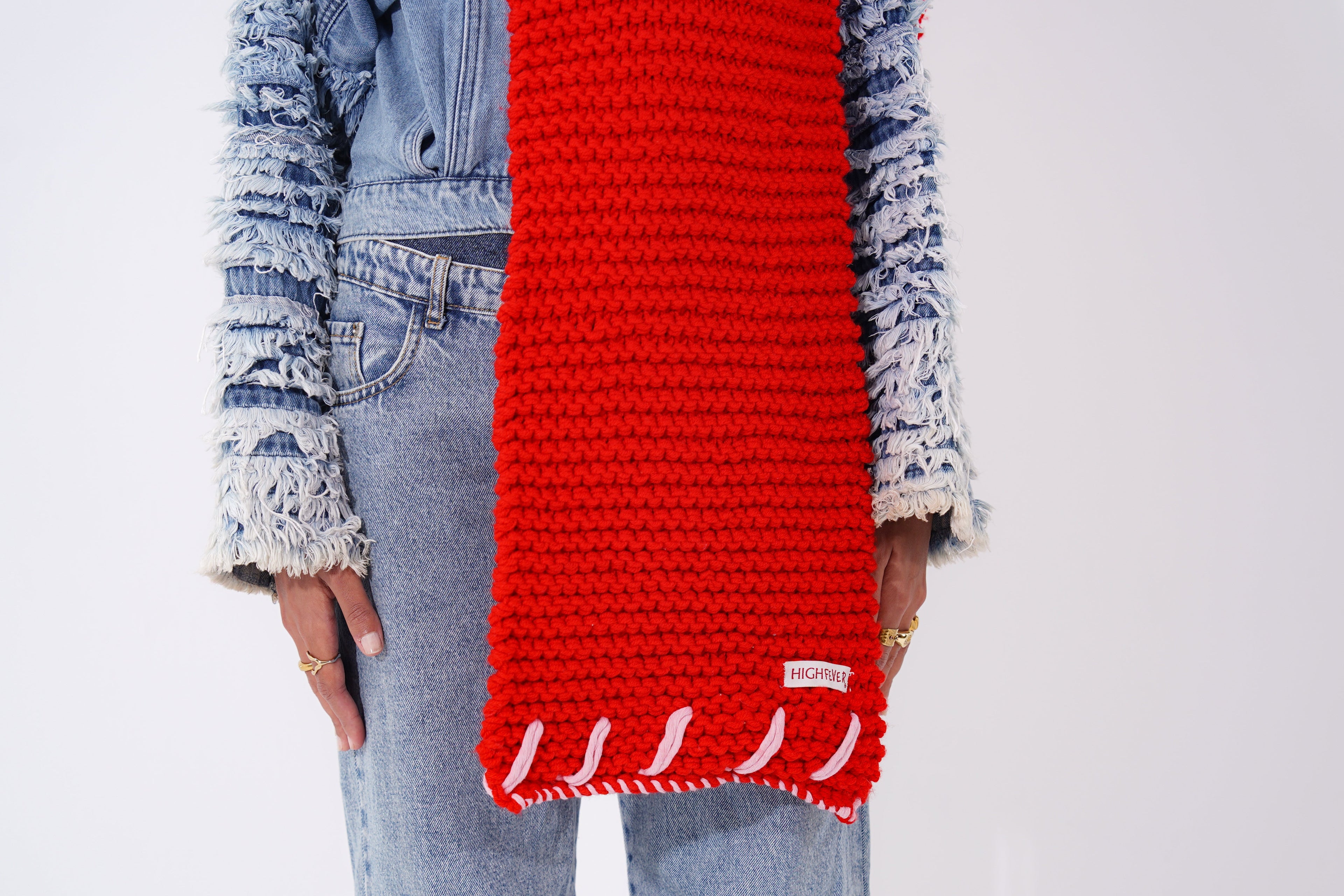 Red Hand Stitched Scarf