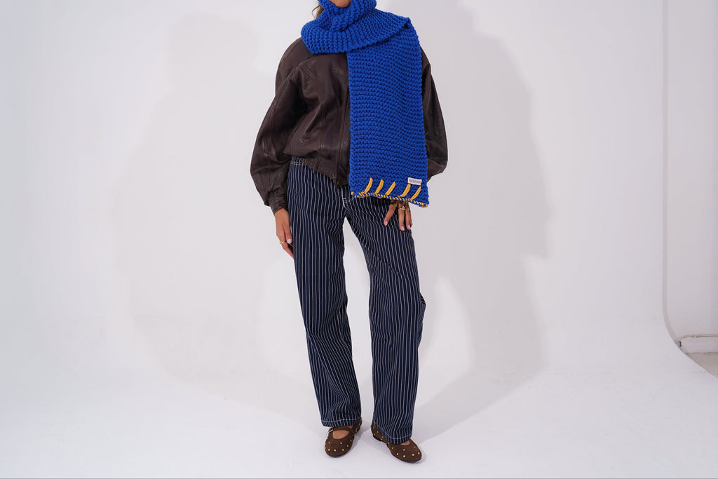 Blue Hand Stitched Scarf