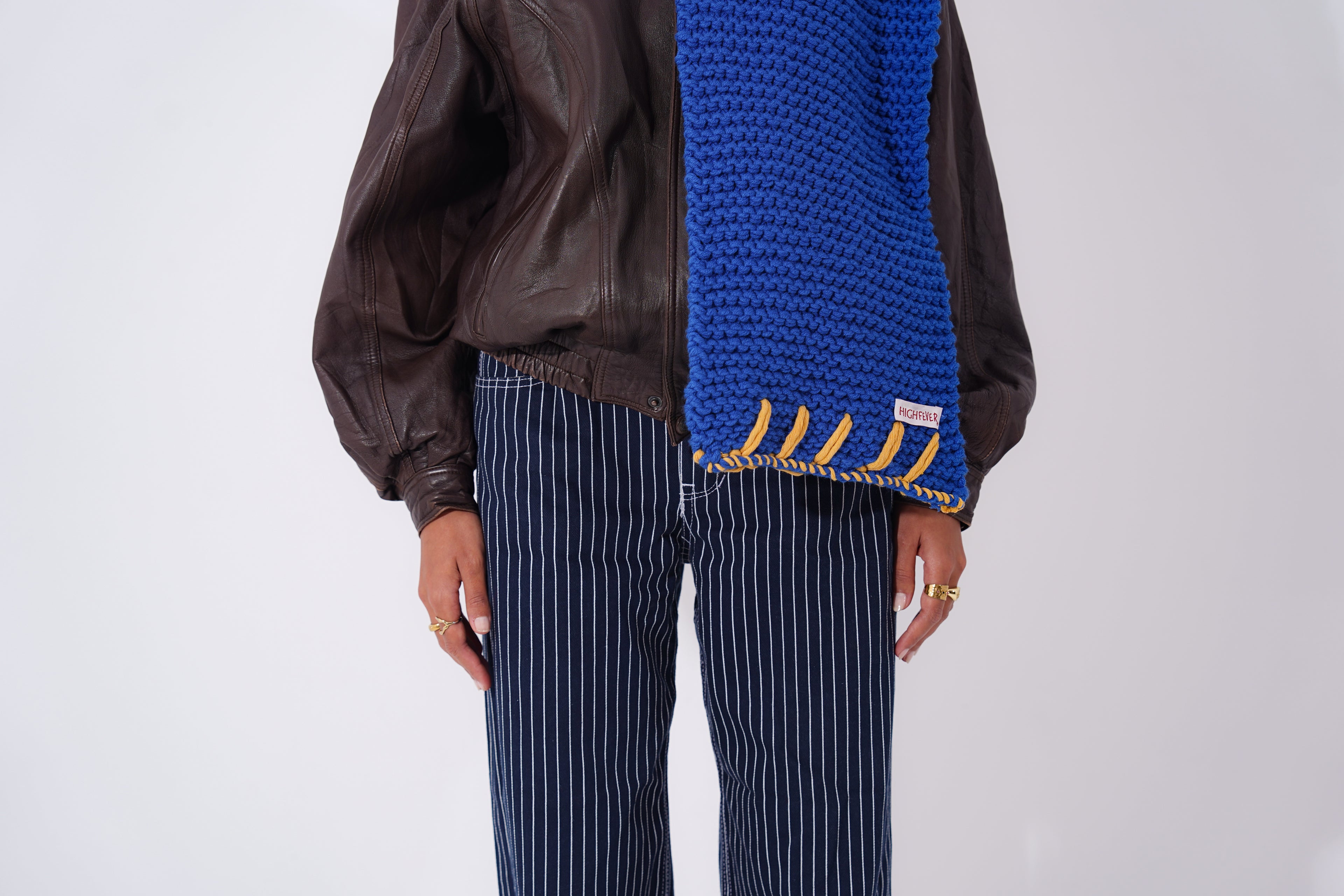 Blue Hand Stitched Scarf