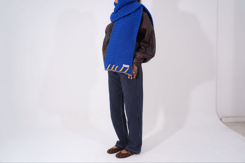 Blue Hand Stitched Scarf