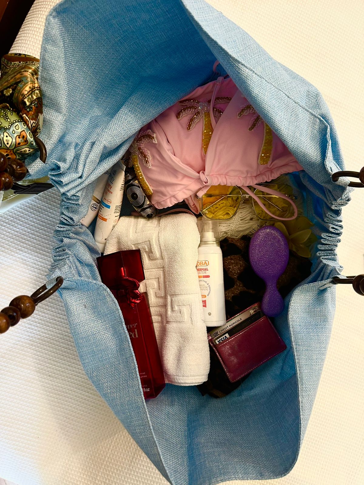 The Sky blue Pouf Beach Bag