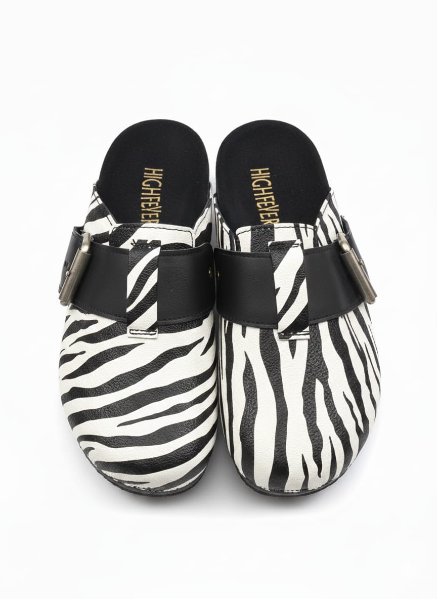 Zebra Leather Clogs