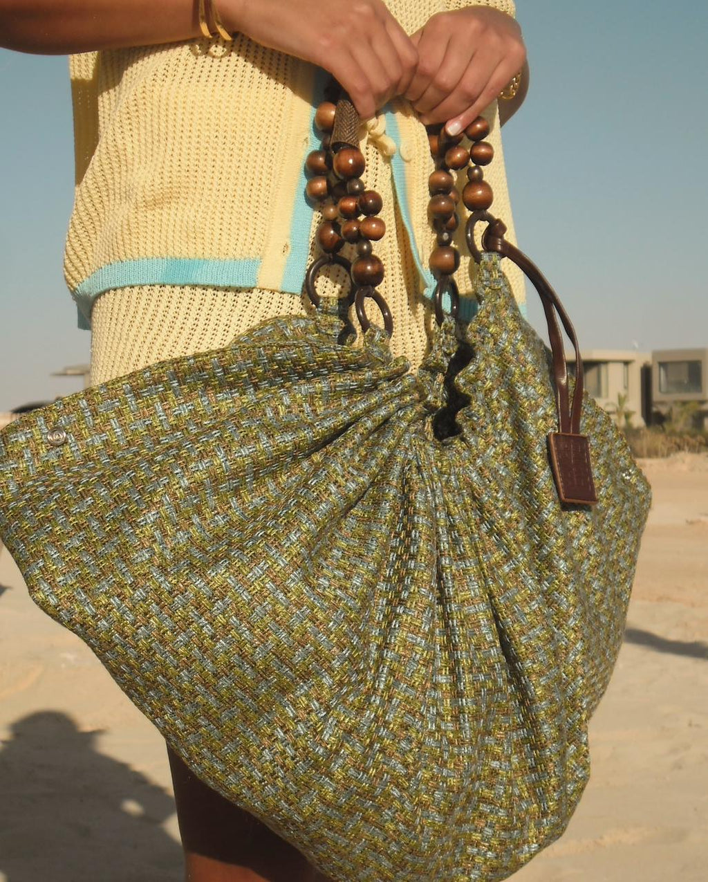 The Checkered Matcha Pouf Bag