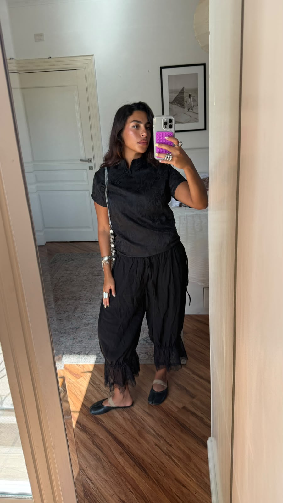 The Black Chinese Jacquard Top