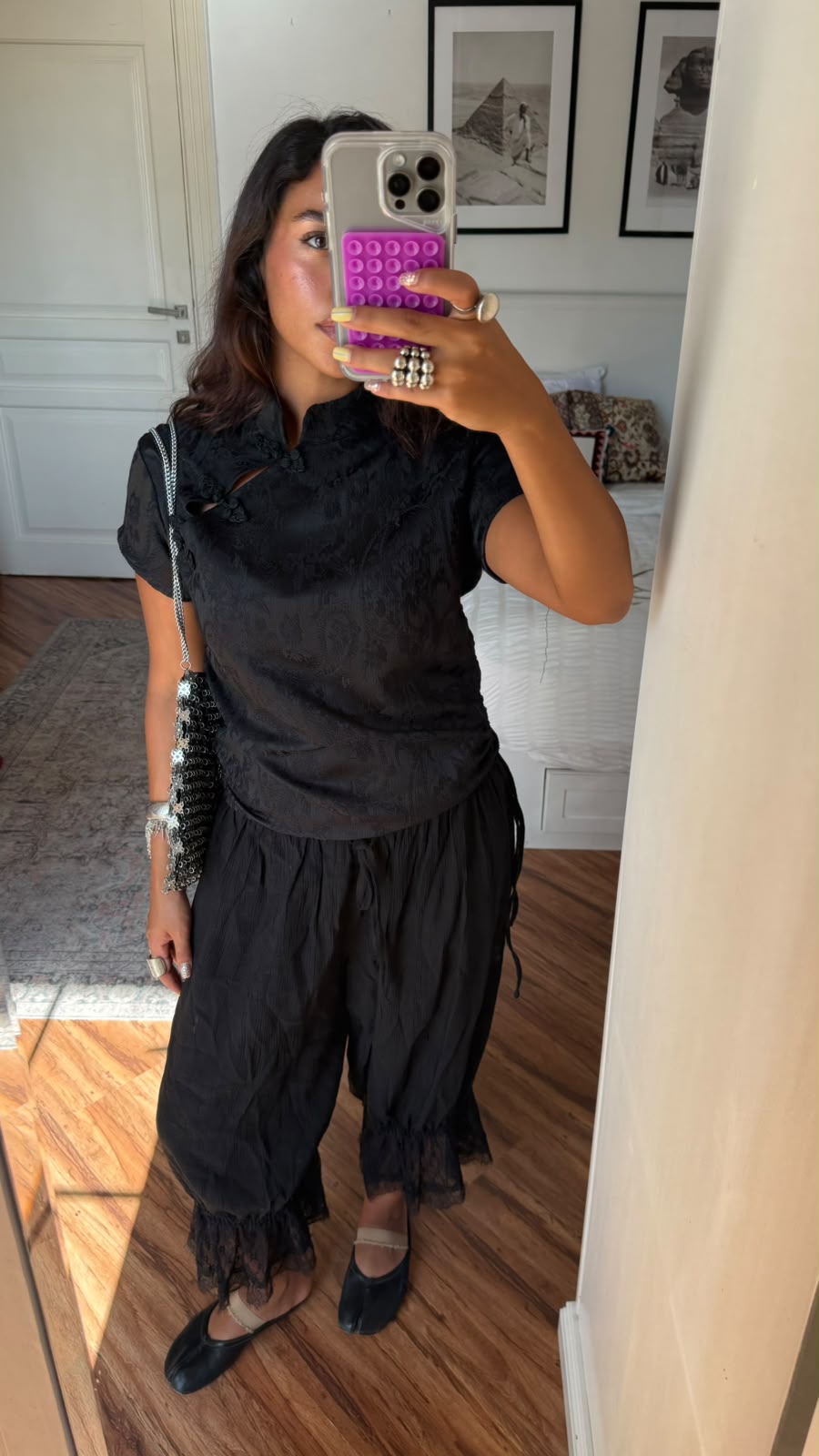 The Black Chinese Jacquard Top