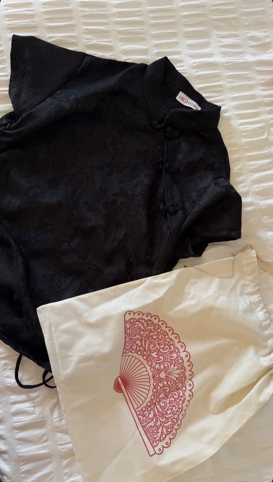 The Black Chinese Jacquard Top
